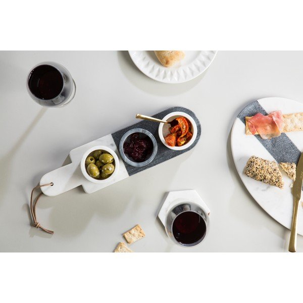 3 baltu un pelēku servēšanas trauku komplekts Premier Housewares Marble-image-1