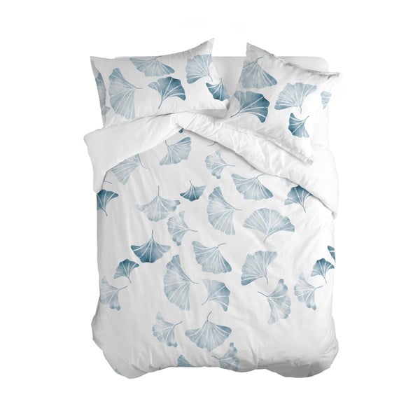 Balts/zils divguļamais kokvilnas segas pārvalks 200x200 cm Ginkgo – Blanc