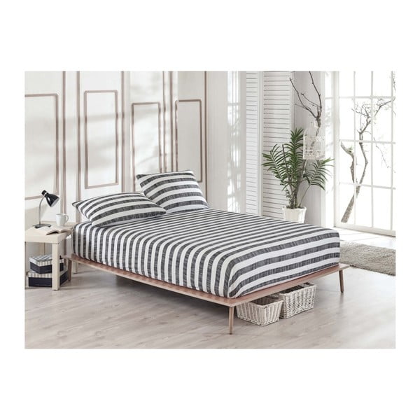 Elastīgās gultas pārklājiņa un spilvendrānas komplekts vienvietīgai gultai Clementino Gris Hahno, 100 x 200 cm