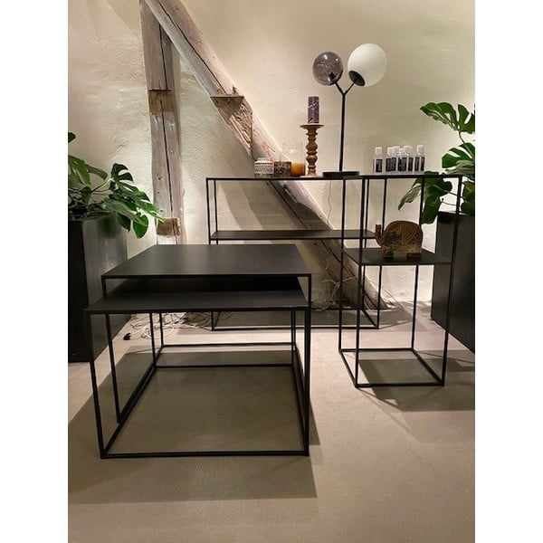 Melni metāla žurnālgaldiņi (2 gab.) 65x65 cm Pebble – Unique Furniture-image-1