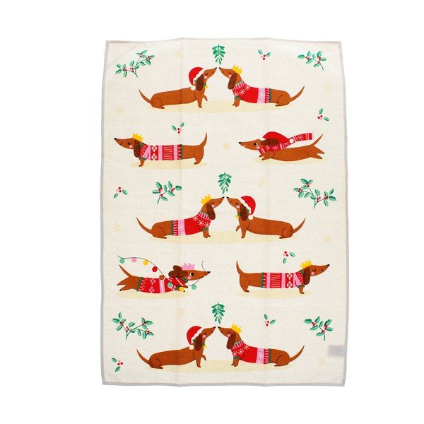 Kokvilnas trauku dvielis 70x50 cm Festive Sausage Dog – Rex London