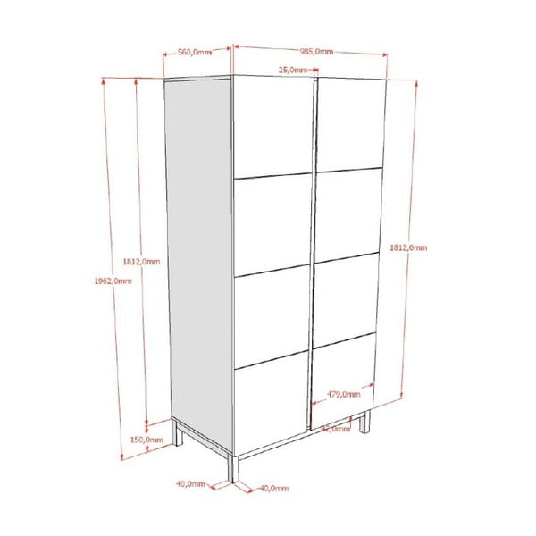 Balts bērnu drēbju skapis 99x196x58 cm Eva – Vipack-image-2