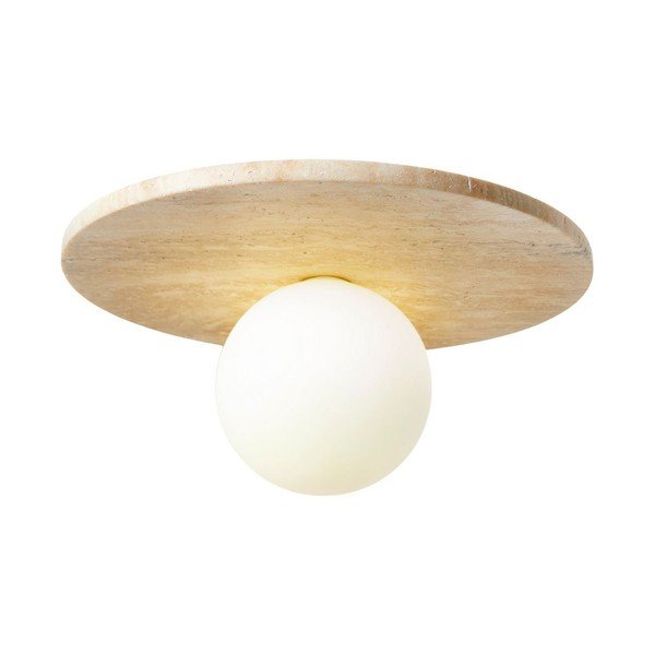 Bēša akmens griestu lampa ar stikla abažūru ø 12 cm Hilde – Opviq lights