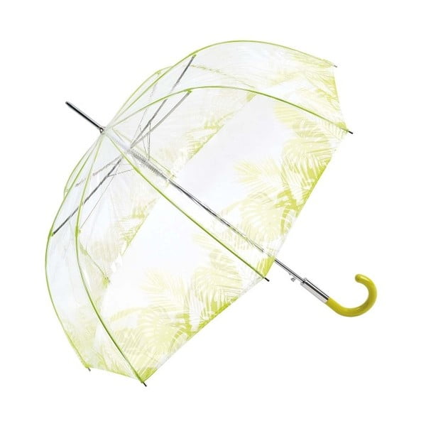 Ambiance Birdcage Tropical Leaves caurspīdīgs lietussargs ar zaļām detaļām, ⌀ 86 cm