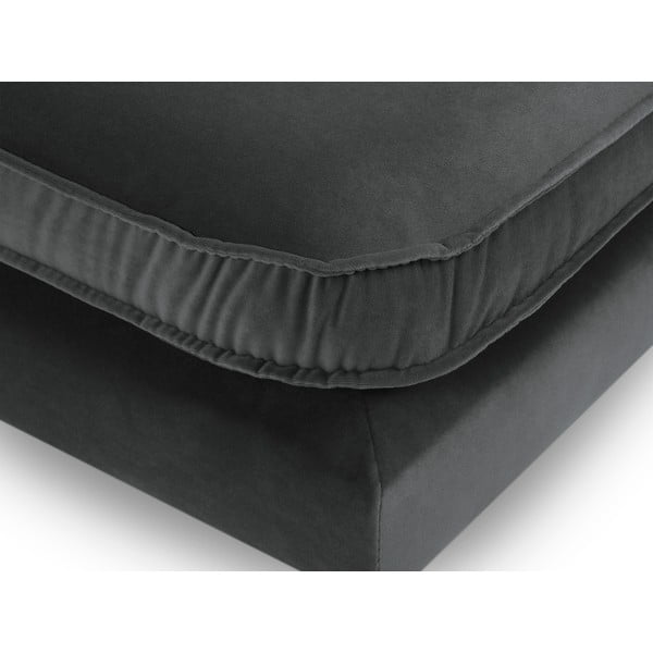 Tumši pelēks samta kāju soliņš ar melnām kājām Kooko Home Lento-image-3