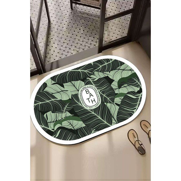 Zaļš vannas istabas paklājiņš 60x100 cm Aleas – Foutastic-image-1