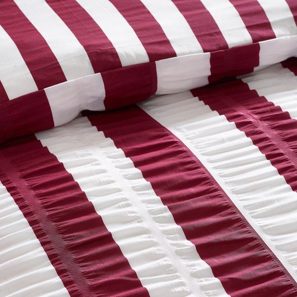 Tumši violeta divguļamā gultas veļa 200x200 cm Seersucker Frill Stripe – Catherine Lansfield-image-4