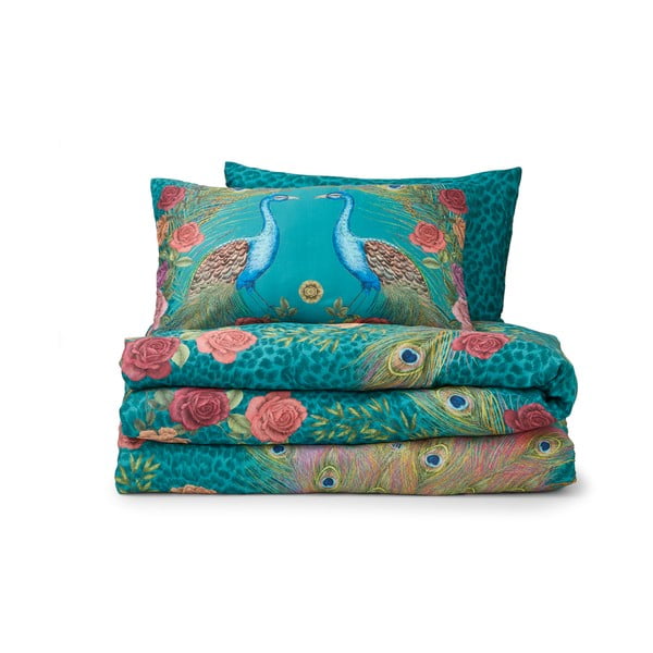 Zilganzaļa divguļamā gultas veļa no kokvilnas satīna 200x200 cm Xanadu Peacock – Matthew Williamson