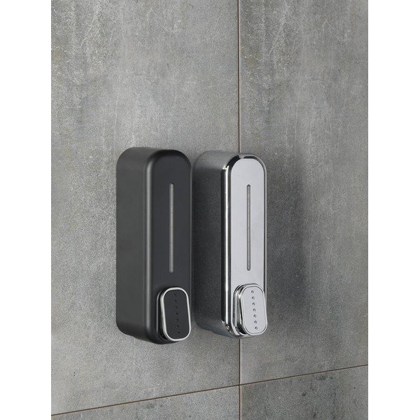 Spīdīgas sudraba krāsas plastmasas sienas ziepju dozators 350 ml Aqualine Mullet – Sapho-image-1