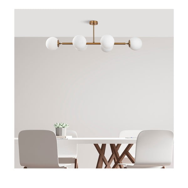 Balta/zelta krāsas griestu lampa ar stikla abažūru 40x110 cm Fazli – Opviq lights-image-2