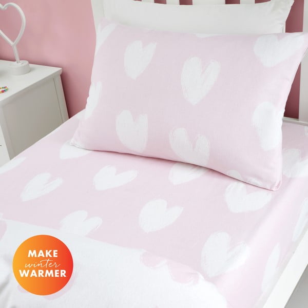 Vienguļamais flaneļa bērnu palags 90x190 cm Hearts – Catherine Lansfield-image-3