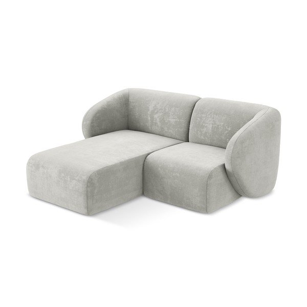 Gaiši pelēks stūra dīvāns no šenila auduma (ar kreiso stūri/ar zvilni) Lani – Makamii-image-2