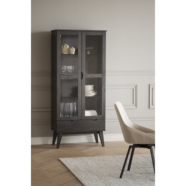 Brūna vitrīna ar ozolkoka imitāciju 82x185 cm Filippa – Rowico-image-1