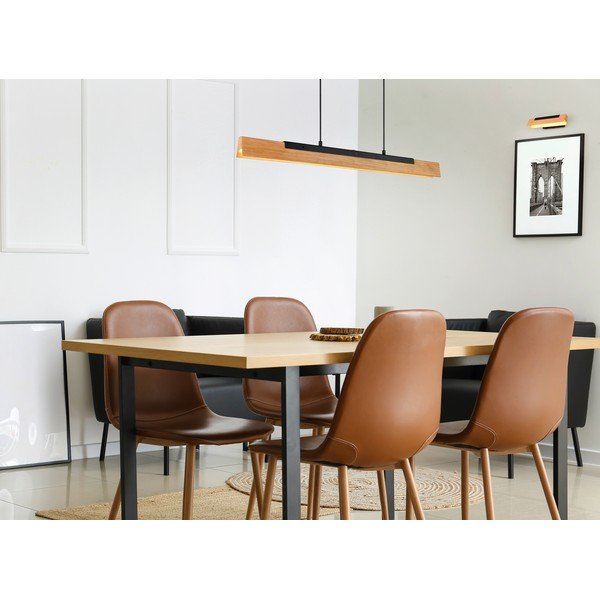 Matēti melna LED piekaramā lampa ar koka abažūru Kerala – Trio-image-1