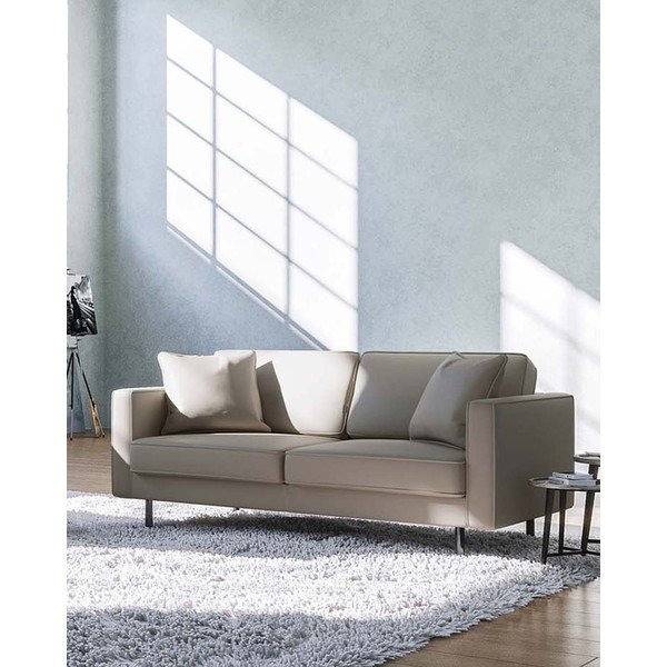Gaiši brūns ādas dīvāns 207 cm Kobo – MESONICA-image-1