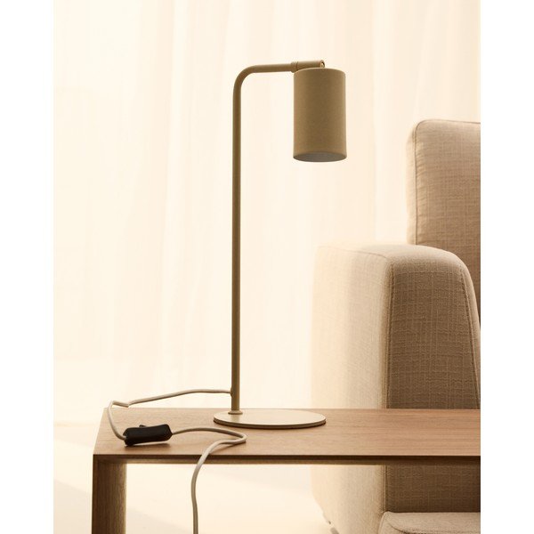 Bēša metāla galda lampa (augstums 49 cm) Manie – Kave Home-image-1