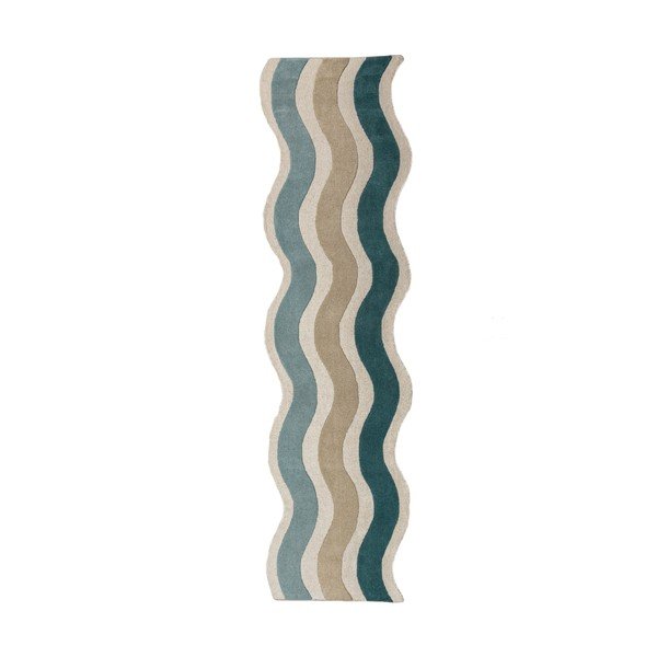 Zils ar rokām darināts vilnas celiņa paklājs 80x300 cm Cascade Wool – Flair Rugs