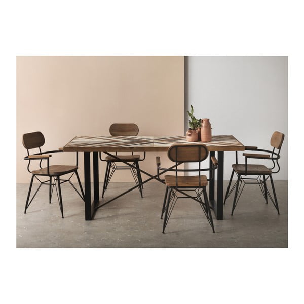 Ēdamgalds ar metāla kājām un pārstrādāta koka virsmu Geese, 180 x 90 cm-image-1