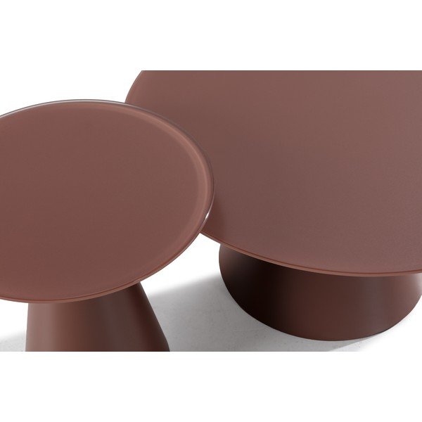 Brūni apaļi žurnālgaldiņi (2 gab.) ar stikla galda virsmu ø 80 cm Vida – MOME-image-3