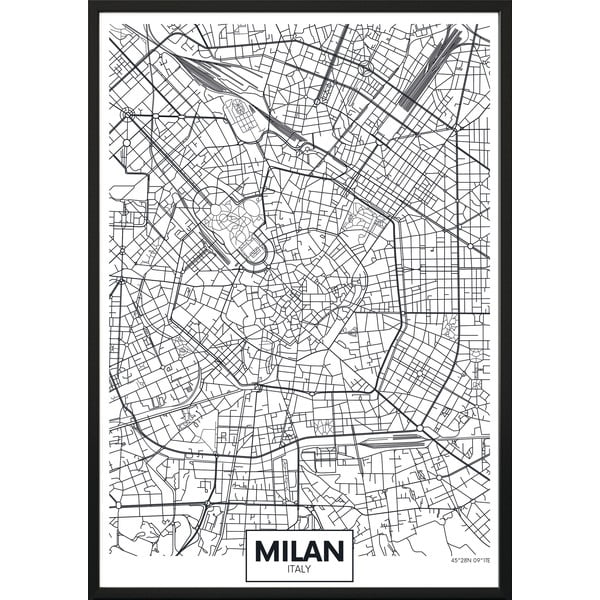 Sienas plakāts MAP/MILAN rāmī, 40 x 50 cm