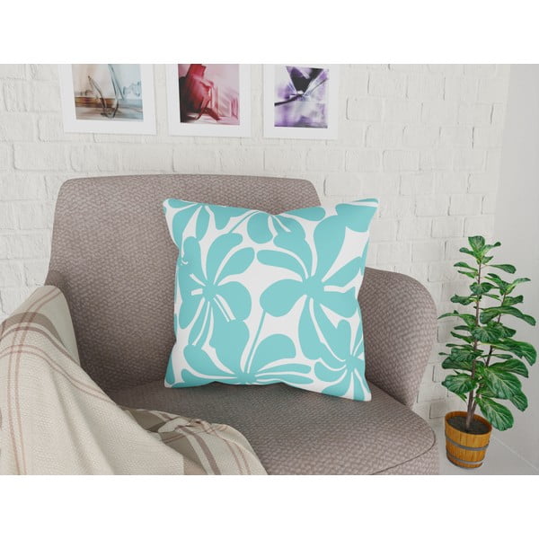 Tirkīzzila/balta spilvendrāna Vitaus Jungle Paradiso, 43 x 43 cm-image-1