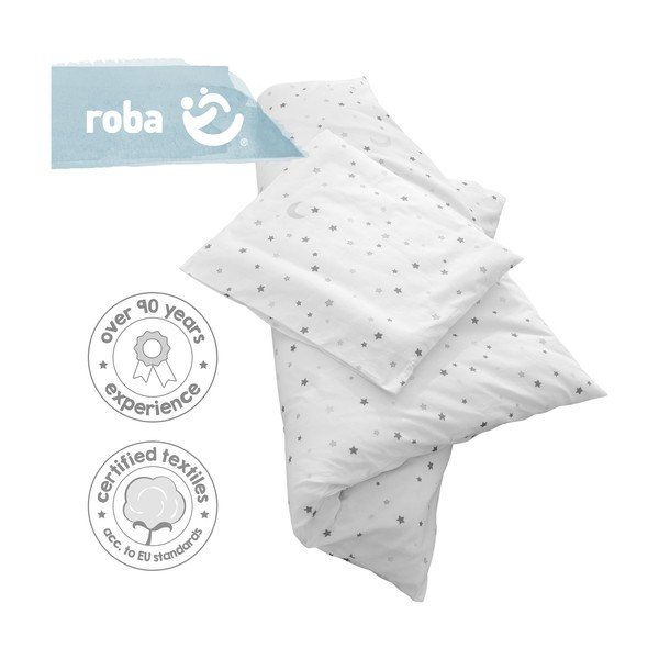 Balta kokvilnas bērnu gultas veļa 80x80 cm Sternenzauber – Roba-image-2