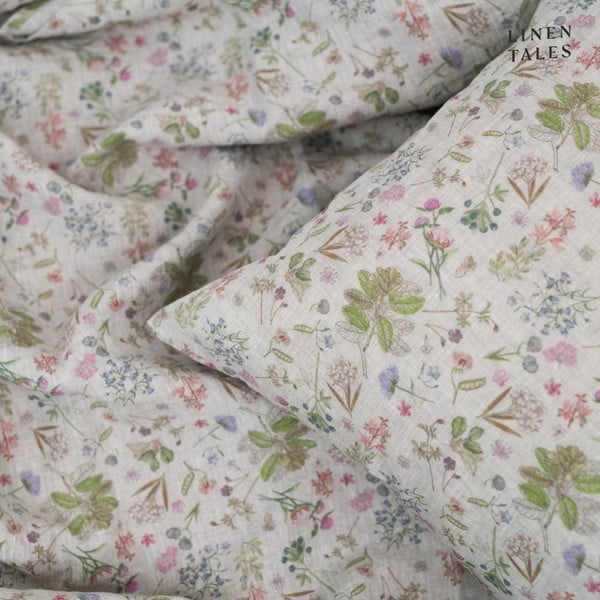 Dabīga toņa vienguļamā lina gultas veļa 140x200 cm Botany 2 – Linen Tales-image-1