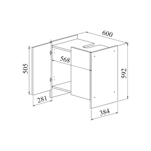 Balts vannas istabas skapītis ar pelēku korpusu TemaHome Biarritz, augstums 59,2 cm-image-1