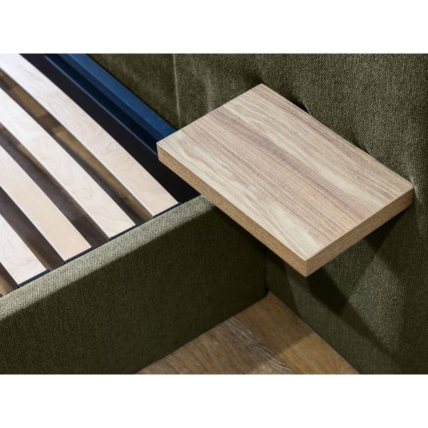 Tumši zaļa polsterēta divvietīga gulta ar veļas kasti ar redelēm 160x200 cm Blandine – Bobochic Paris-image-4