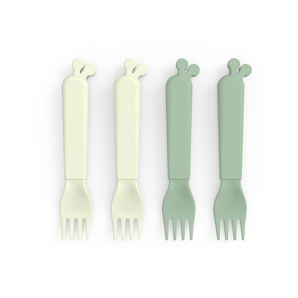 4 zaļu dakšiņu komplekts bērniem Done by Deer Raffi-image-1