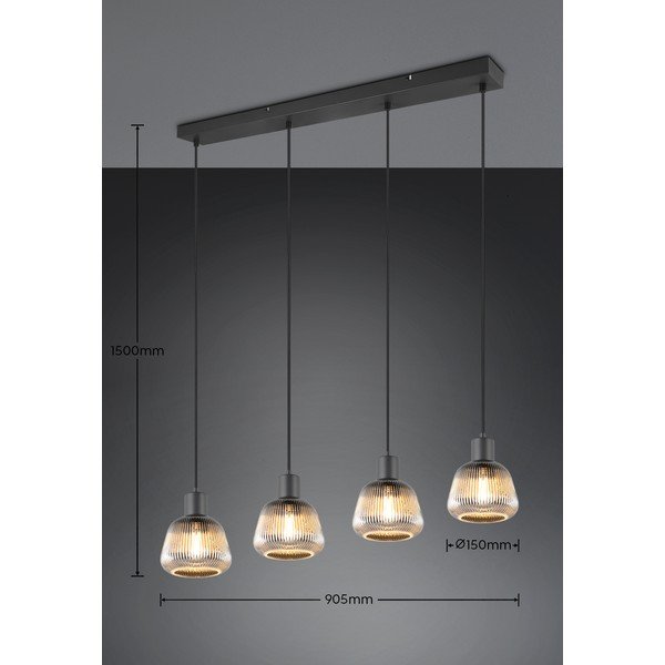 Melna piekaramā lampa ar stikla abažūru ø 15 cm Tarifa – Trio-image-4