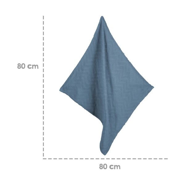 Zila adīta bērnu sega no organiskās kokvilnas  80x80 cm Seashells – Roba-image-2