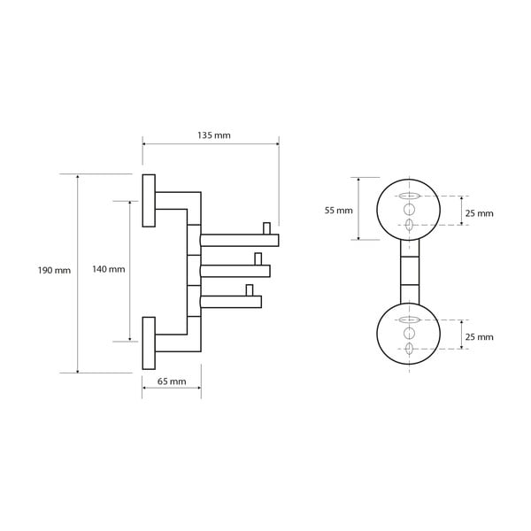 Spīdīgas sudraba krāsas misiņa sienas dvieļu turētājs X-Round – Sapho-image-2