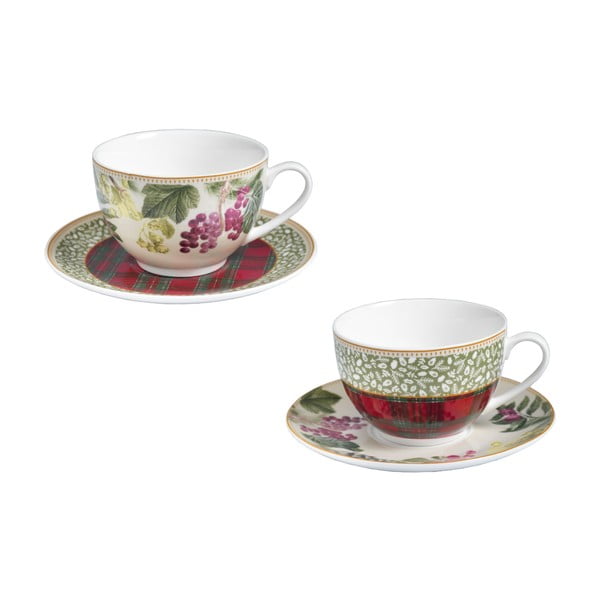 2 porcelāna tasīšu un apakštasīšu komplekts Brandani Sottobosco Tea Cup