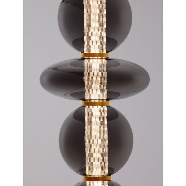 Pelēka metāla LED stāvlampa ar regulējamu spilgtumu ar stikla abažūru (augstums 140 cm) Navi – Nova Luce-image-2