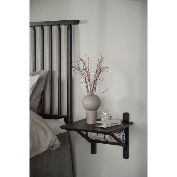 Melns ozolkoka imitācijas naktsgaldiņš ar plauktiem Camrose – Rowico-image-1