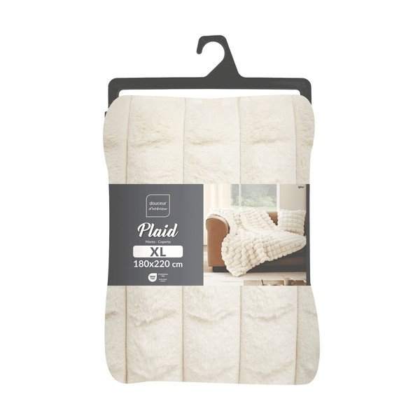 Krēmkrāsas mikroplīša/no mākslīgās kažokādas pleds 180x220 cm Igloo – douceur d'intérieur-image-4