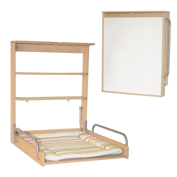 Dabīga toņa pie sienas stiprināms pārtinamais galdiņš ar dižskābarža koka imitāciju Dschungelbaby – Roba-image-2