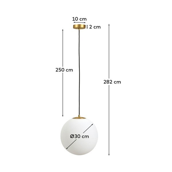Balta/zelta krāsas piekaramā lampa ar stikla abažūru ø 10 cm Brisia – Kave Home-image-3
