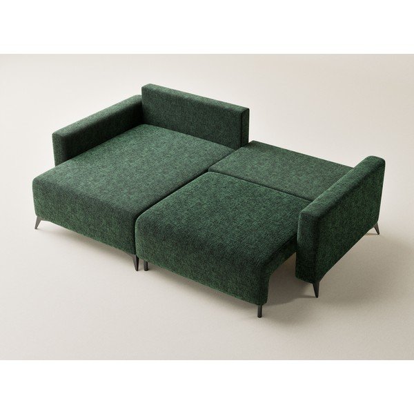 Tumši zaļš salokāms stūra dīvāns no šenila auduma ar uzglabāšanas vietu (ar kreiso stūri/ar zvilni) Leon – Maison de Rêve-image-3