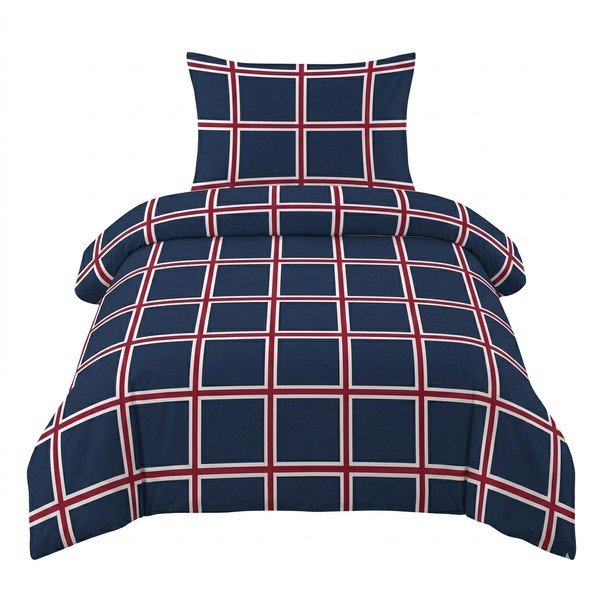 Tumši zila vienguļamā kokvilnas gultas veļa 140x200 cm Frank – Cotton House