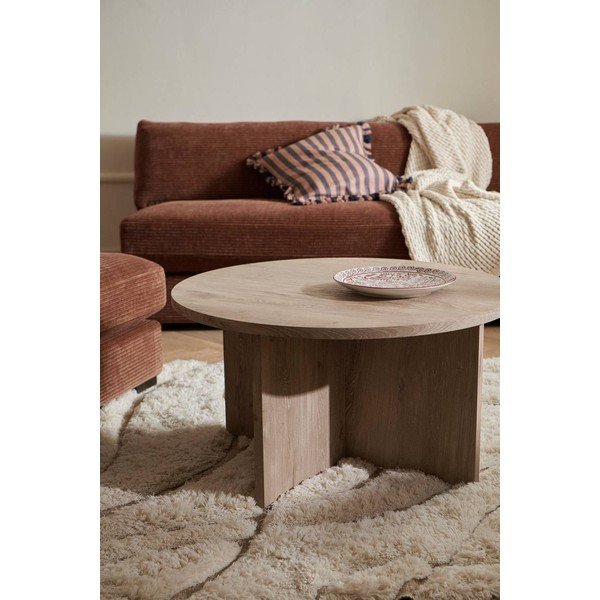 Gaiša dabīga toņa apaļš žurnālgaldiņš no MDF ø 85 cm Poppy – Ellos Home-image-1
