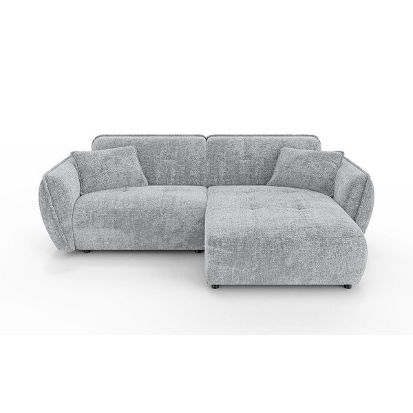 Gaiši pelēks stūra dīvāns no šenila auduma (ar labo stūri/ar zvilni) Nelia – Ropez