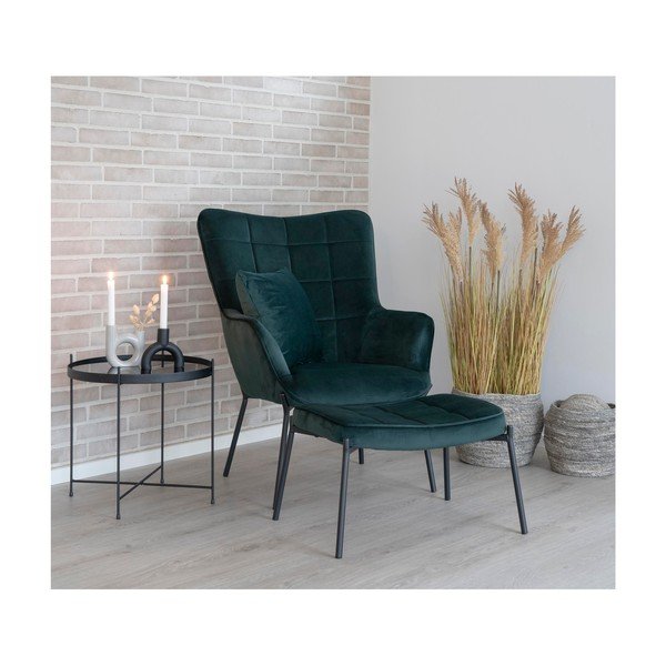 Zaļš samta atpūtas krēsls Glasgow – Bonami Essentials-image-1