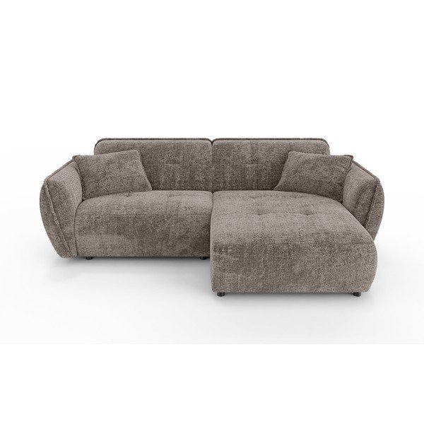 Pelēkbrūns stūra dīvāns no šenila auduma (ar labo stūri/ar zvilni) Nelia – Ropez