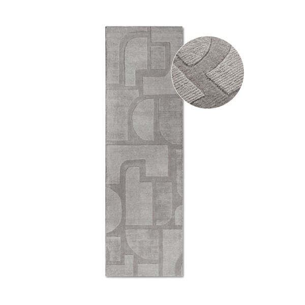 Pelēks ar rokām darināts vilnas celiņa paklājs 80x250 cm Alexis – Villeroy&Boch