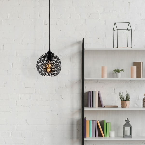 Melna piekaramā lampa ar metāla abažūru ø 17 cm Fellini – Opviq lights-image-1