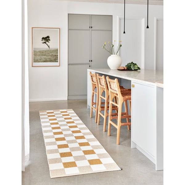 Okera dzeltens/bēšs iekštelpu un āra celiņa paklājs 70x300 cm Pix Vanilla Ochre – Pappelina-image-2