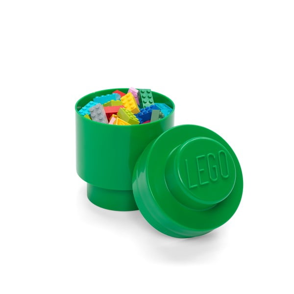 Zaļa LEGO® apaļa glabāšanas kaste, ⌀ 12,5 cm-image-2