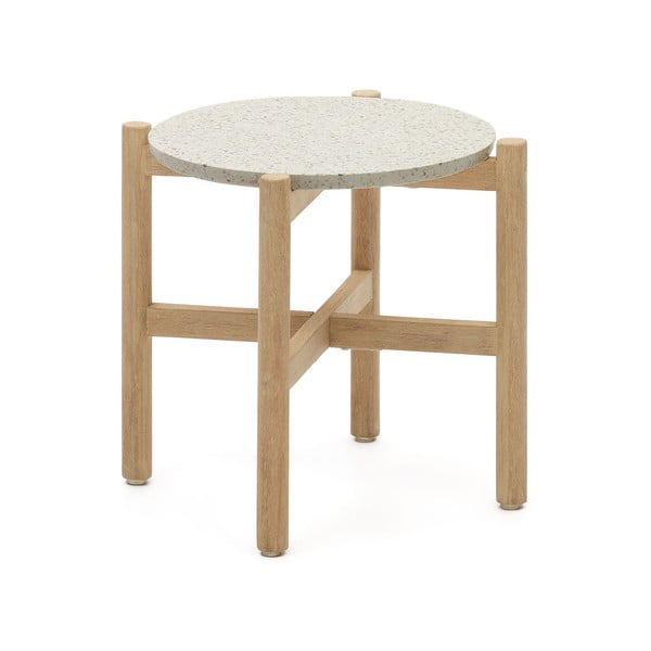 Apaļš sānu galdiņš ar teraco galda virsmu ø 54,5 cm Pola – Kave Home